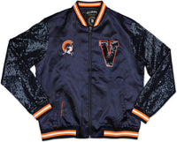 Big Boy Virginia State Trojans Ladies Sequins Satin Jacket [Navy Blue]