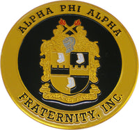 Alpha Phi Alpha 3D Shield Round Car Badge Emblem [Gold]