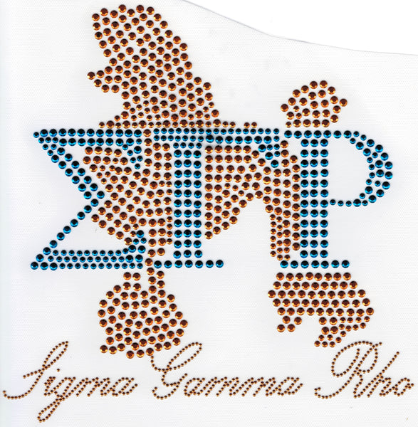 Sigma Gamma Rho Poodle Rhinestuds & Script Heat Transfer [Gold]