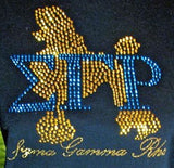 Sigma Gamma Rho Poodle Rhinestuds & Script Heat Transfer [Gold]