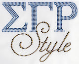 Sigma Gamma Rho Style Rhinestone Heat Transfer [Blue/Gold]