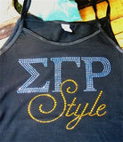 Sigma Gamma Rho Style Rhinestone Heat Transfer [Blue/Gold]