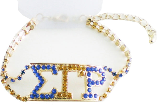 Sigma Gamma Rho Double Color Rhinestone Bracelet [Gold]