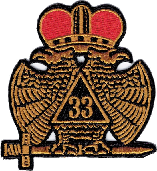 33rd Degree Mason Wings Down Iron-On Patch [Gold]