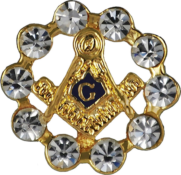 Mason Rhinestone Lapel Pin [Gold]