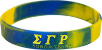 Sigma Gamma Rho Tie-Dye Silicone Wristband [Blue/Gold]