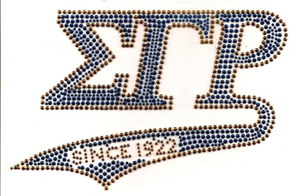 Sigma Gamma Rho Since 1922 Athletic Tail Rhinestud Heat Transfer [Blue]