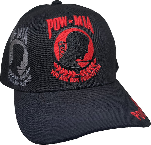 POW MIA Logo Shadow Mens Cap [Baseball Cap - Black/Red]