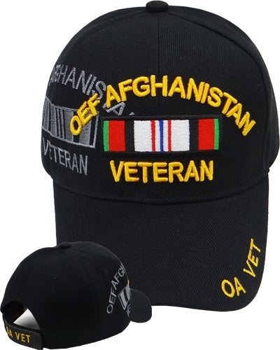 OEF Afghanistan Veteran Ribbon Shadow Mens Cap [Baseball Cap - Black]