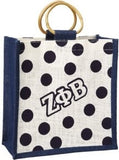 Zeta Phi Beta Polka Dot Mini Jute Gift Bag [Blue/White]