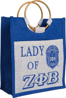 Zeta Phi Beta Lady Pocket Jute Bag [Blue/White]