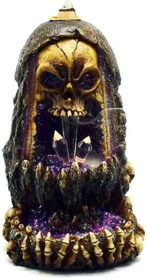 Skull And Crystal Cave Backflow Cone Burner [Brown]