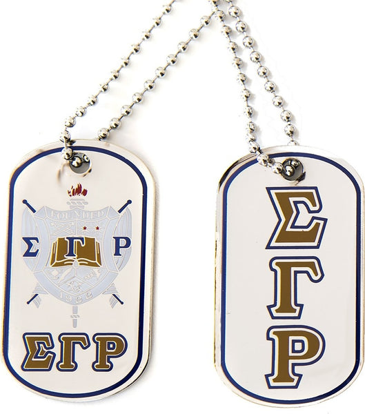 Sigma Gamma Rho Crest Epoxy Coated Dog Tag [Silver]