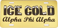 Alpha Phi Alpha Ice Cold Script Mirror License Plate [Gold/Black]