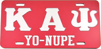 Kappa Alpha Psi Yo-Nupe Mirror License Plate [Red/Silver]