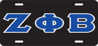 Zeta Phi Beta Outline Mirror License Plate [Black/Blue/Silver]