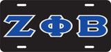 Zeta Phi Beta Outline Mirror License Plate [Black/Blue/Silver]