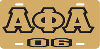 Alpha Phi Alpha 06 Outline Mirror License Plate [Gold/Gold/Black]