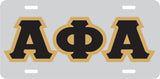 Alpha Phi Alpha Outline Mirror License Plate [Silver/Black/Gold]