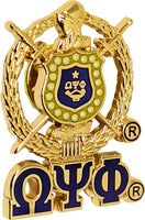 Omega Psi Phi 3D Shield Lapel Pin With Letters [Gold]