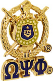 Omega Psi Phi 3D Shield Lapel Pin With Letters [Gold]