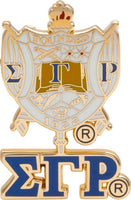 Sigma Gamma Rho 3D Crest Lapel Pin With Letters [White]