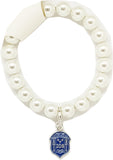 Zeta Phi Beta Crest Pearl Bracelet [White]