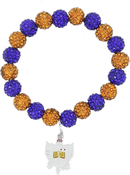 Sigma Gamma Rho Crest Stone Bead Bracelet [Silver]