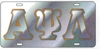 Alpha Psi Lambda Outlined Color Mirror License Plate [Silver/Silver/Gold]