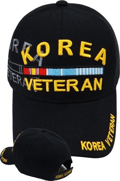 Korea War Veteran Ribbon Shadow Mens Cap [Baseball Cap - Black]