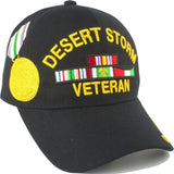 Desert Storm Veteran Ribbons With Medal Mens Cap [Black]