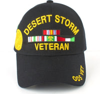 Desert Storm Veteran Ribbons With Medal Mens Cap [Black]