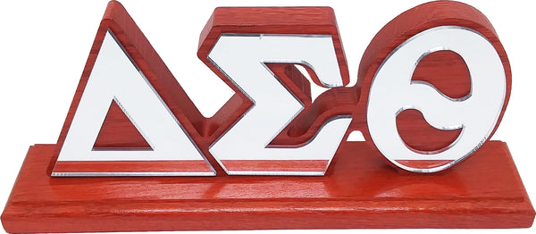 Delta Sigma Theta Wood Desk Top Letters With Color Base [Red]