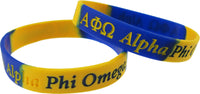 Alpha Phi Omega Color Swirl Silicone Bracelet [Blue/Gold]