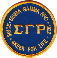 Sigma Gamma Rho Greek for Life Round Iron-On Patch [Blue]