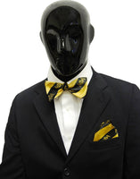 Alpha Phi Alpha Striped Mens Bow Tie & Handkerchief Set [Black/Gold]