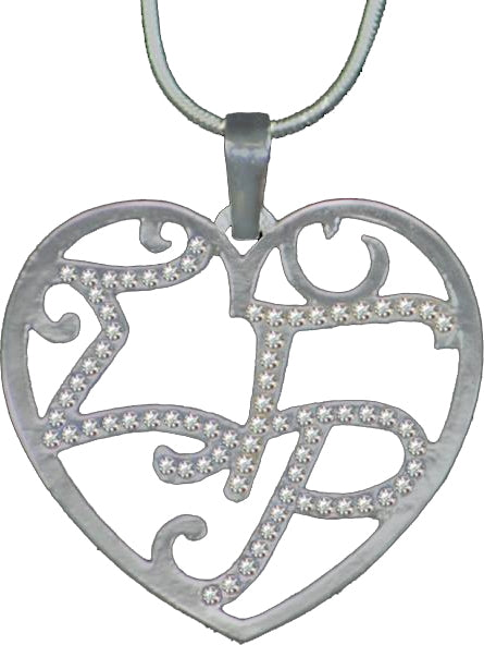 Sigma Gamma Rho Crystal Filigree Heart Necklace [Silver]