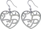 Sigma Gamma Rho Crystal Filigree Heart Earrings [Silver]