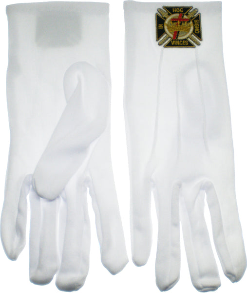 Knights Templar Emblem Mens Ritual Gloves [White]