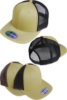 Cambridge Plain Mesh Trucker Mens Cap [Curved Bill - Khaki/Black]