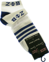 Zeta Phi Beta Striped Pair Ladies Ankle Socks [White]