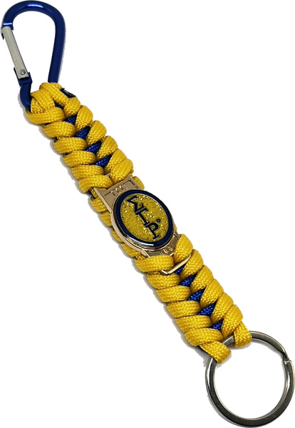 Sigma Gamma Rho Paracord Woven Key Chain With Carabiner [Gold]