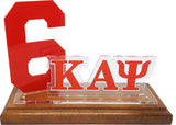 Kappa Alpha Psi Acrylic Desktop Line #6 With Wooden Base [Brown]