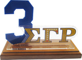 Sigma Gamma Rho Acrylic Desktop Line #3 With Wooden Base [Brown]