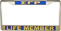 Sigma Gamma Rho Life Member Domed License Plate Frame [Silver]