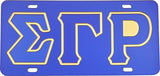 Sigma Gamma Rho Outlined Color Mirror License Plate [Blue/Blue/Gold]