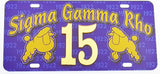 Sigma Gamma Rho Printed Line #15 License Plate [Blue]