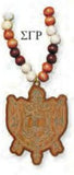 Sigma Gamma Rho Wood Bead Tiki Crest Laser Engraved Medallion [Brown]