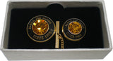 Alpha Phi Alpha Topaz Stone Signet Lapel Pin And Tie Tack Set [Gold]