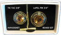 Alpha Phi Alpha Topaz Stone Signet Lapel Pin And Tie Tack Set [Gold]